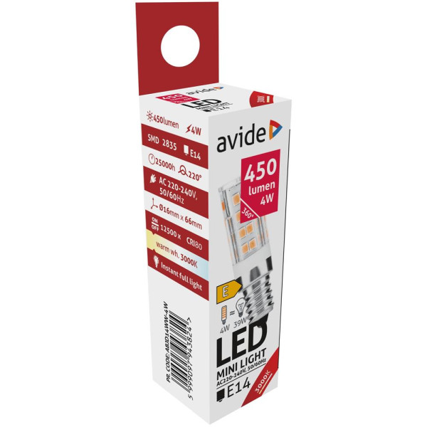 Avide LED lamp JD E14 4W WW 3000K