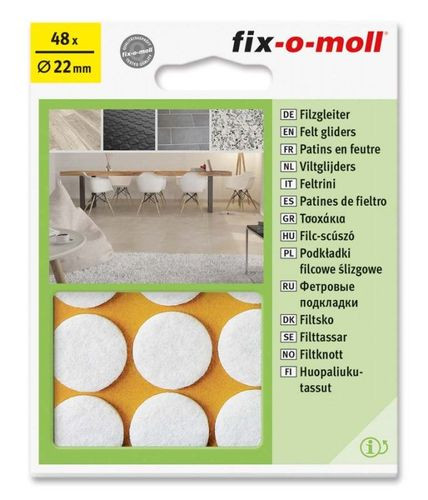 Fix-o-moll viltglijder rond 22mm wit