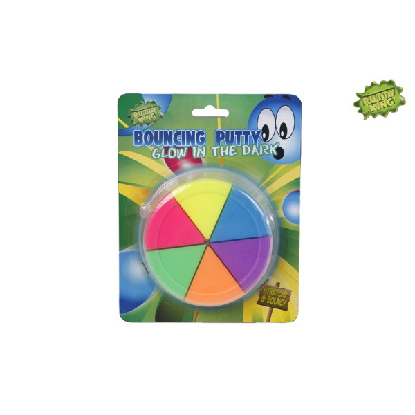 Bouncing putty 6 kleur glow in the dark