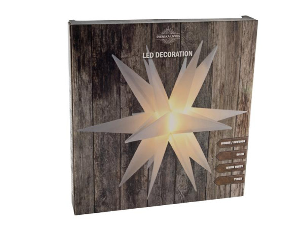 Ster 3D kunststof wit 60cm 6 Led lampen