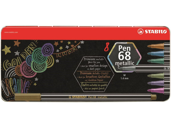 Stabilo pen 68 metallic blik a 8 stuks