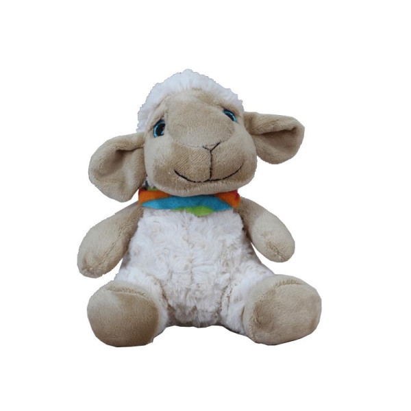 Pluche schaap zittend met sjaal 20cm