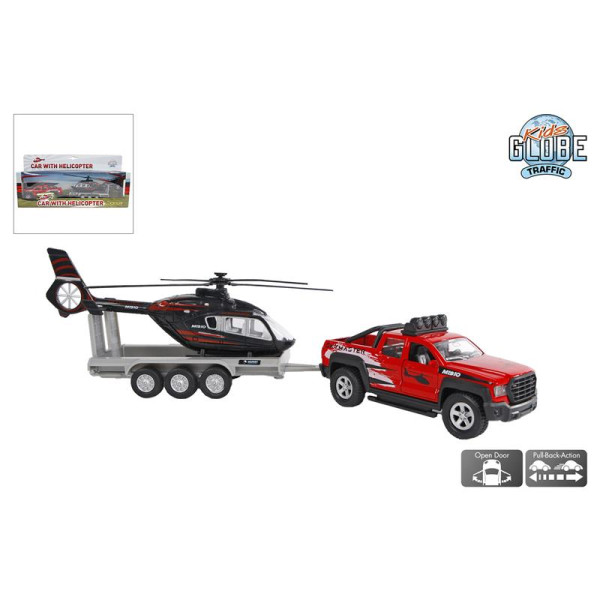 Terreinwagen met trailer + heli 35cm