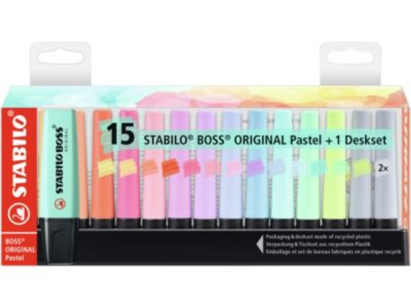 Stabilo Boss Pastel deskset 15 stuks