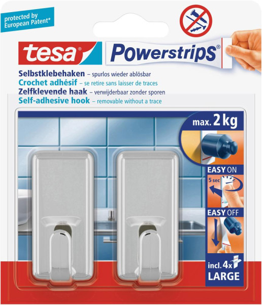 Tesa plakhaakjes met powerstrips L chro