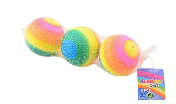 John Toy Regenboog ballen 3 stuks in net