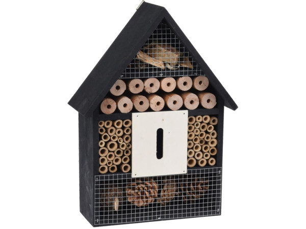 Insectenhotel hout 30cm zwart