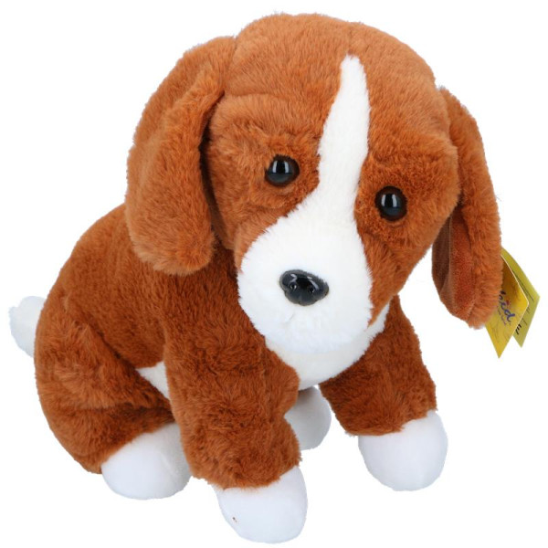 Pluche hond bruin/wit 45cm