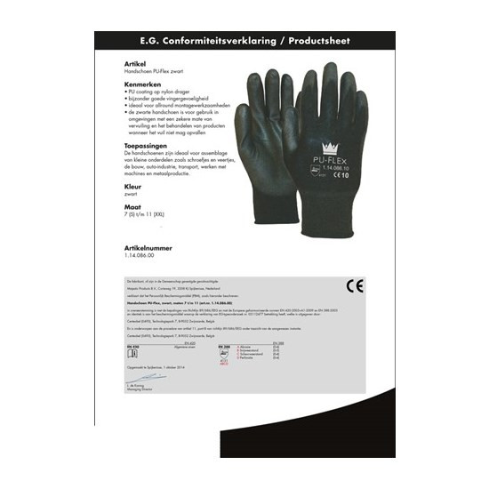 Handschoen PU-flex nylon zwt CAT.2 XXL