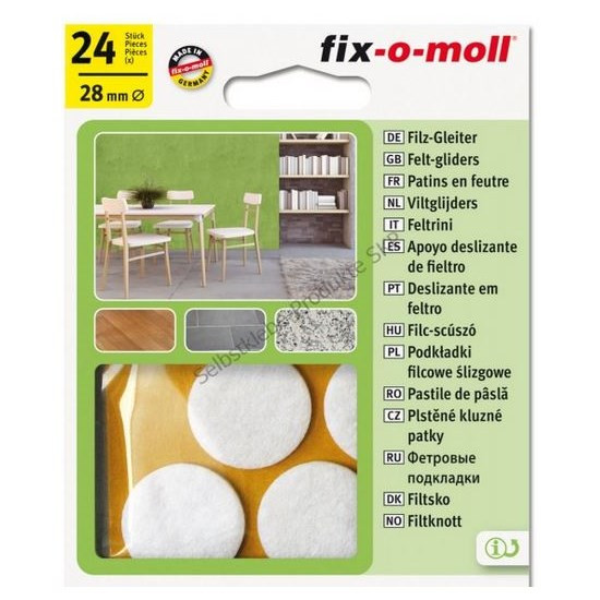 Fix-o-moll viltglijder rond 28mm wit