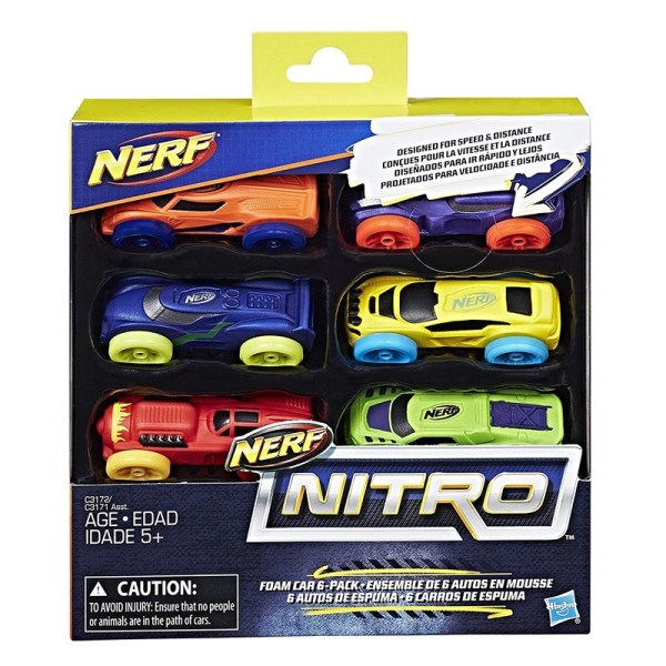 Hasbro Nerf Nitro foam racers 6-pack