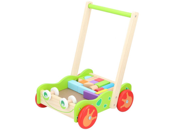 Babyloopwagen hout met 20 blokken