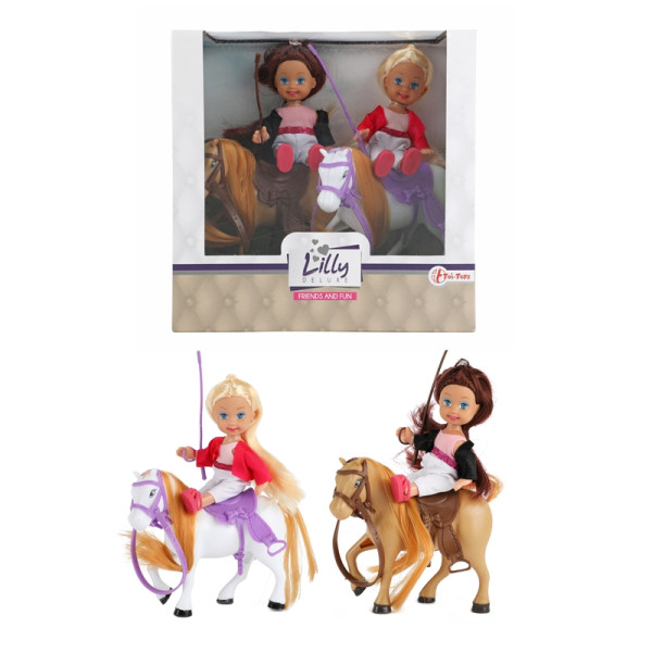 Toi Toys Lilly tienerpoppen + 2 paardjes