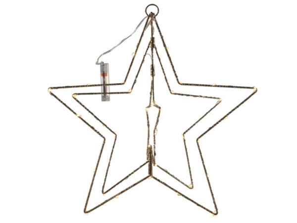 Kerstster 3D metaal goud 50LED 40cm