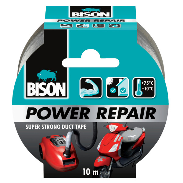 Bison Power duct tape grijs 10mx4,8cm