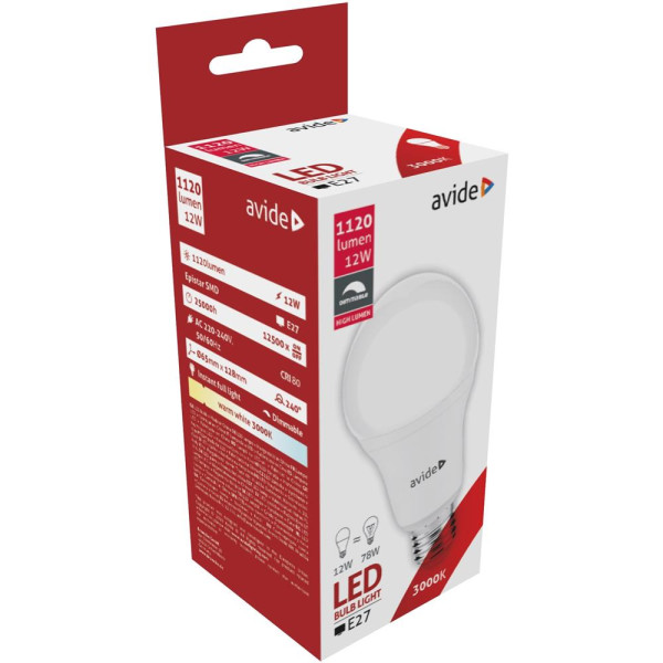 Avide LED lamp E27 12W 3000K WW dimbaar