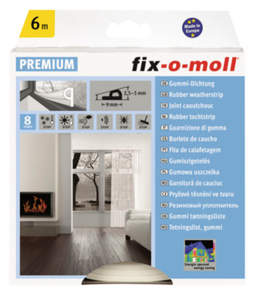 Fix-o-moll tochtstrip P-profiel 6m