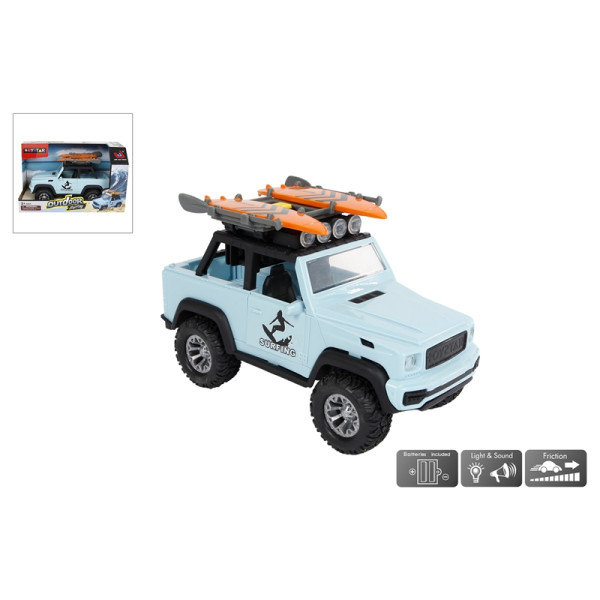 4x4 auto met 2 surfboards kunststof 21cm