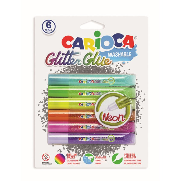 Carioca Glitterlijm neon 6x10,5ml