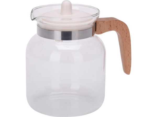 Theepot glas 1,5L met houten handvat