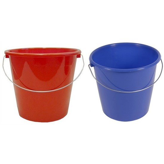 Huishoudemmer 10 ltr rood/blauw/groen