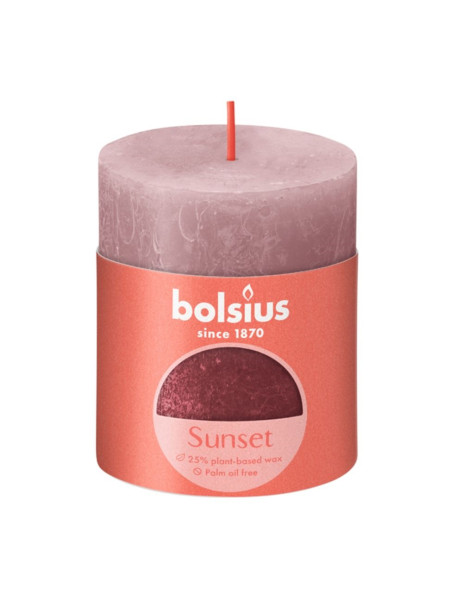 Bolsius Rustiek kaars 80/68 Rose/Red