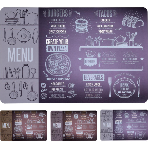 Placemat met afbeelding menu