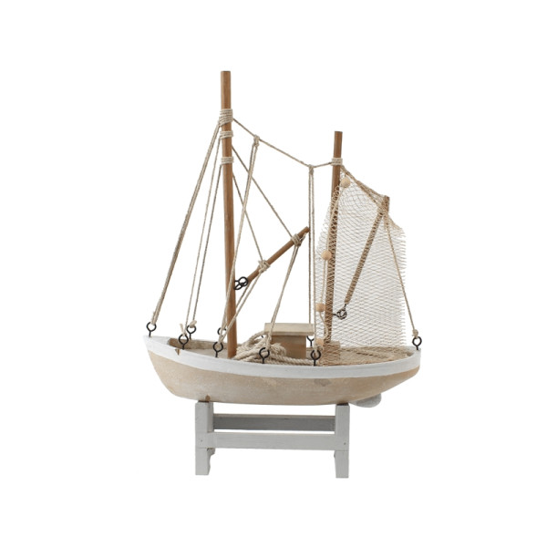 Decoratie vissersboot hout 28x38,5x8cm