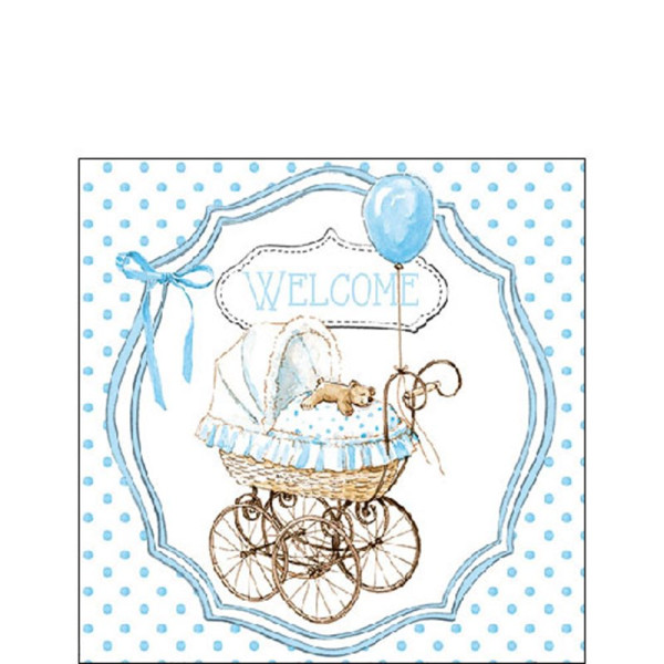 Ambiente Servet 25cm Welcome blue baby