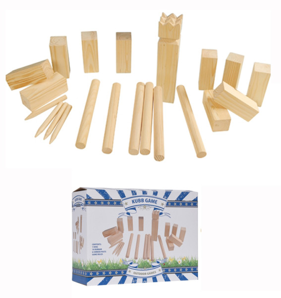 Kubb spel groot hout 21-delig