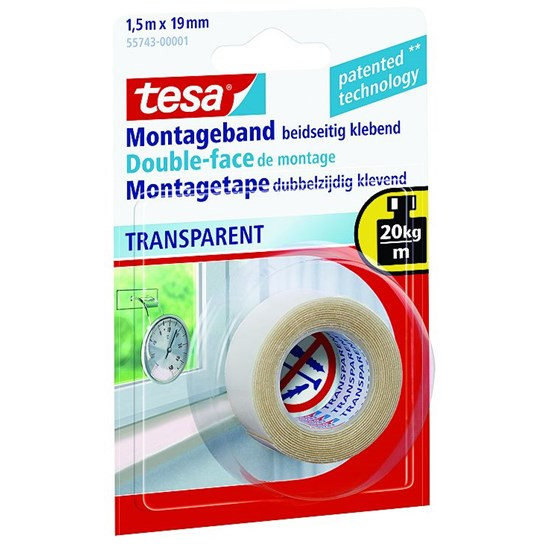 Tesa montagetape transparant 1,5 m