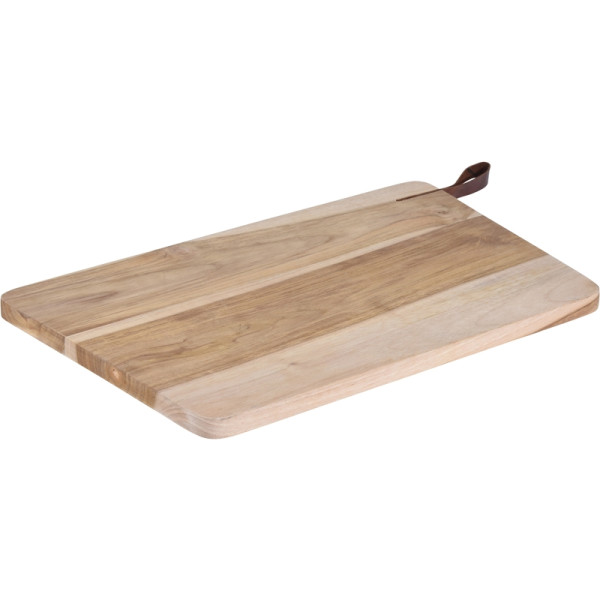 Snijplank teak met leder 40x25x1,5cm