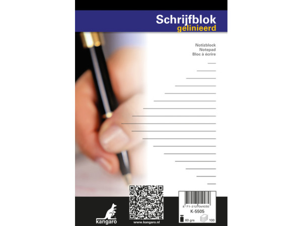 Schrijfblok A5 lijn 100 blad pak a 5 st