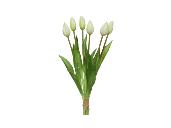 Tulp op steel pvc creme10x10xH40cm