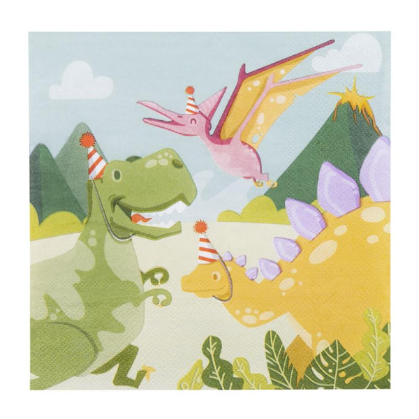 Papieren servetten Dino party 33x33cm