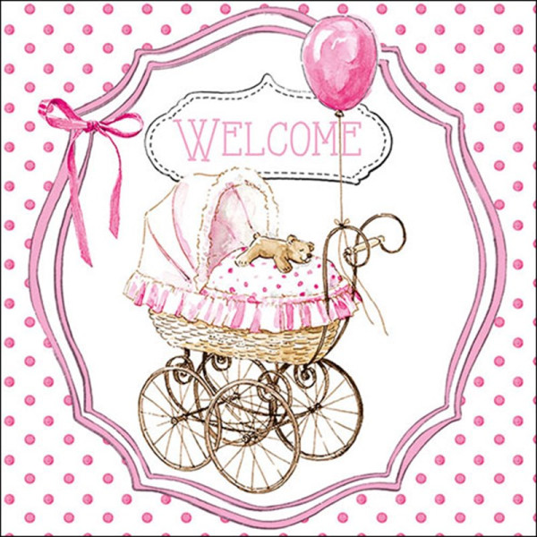 Ambiente Servet 25cm Welcome pink baby