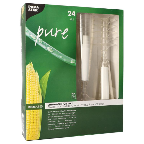 Wijnglazen "pure" 100ml helder PLA 24st