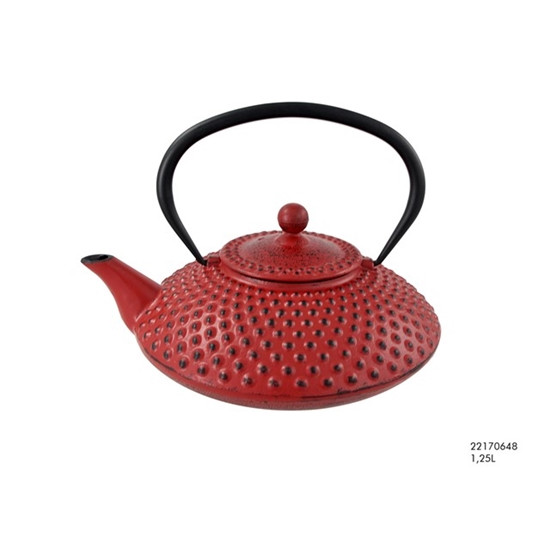 Theepot gietijzer 1,25L Rood