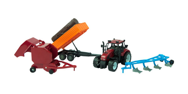 Tractorset frictie met 3 aanhangers 37cm