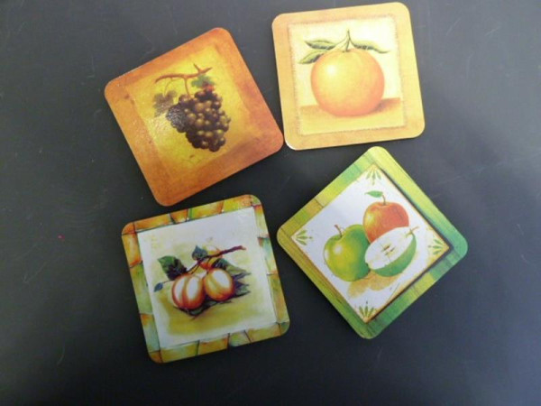 Onderzetter foam met fruitprint 9cm 6st