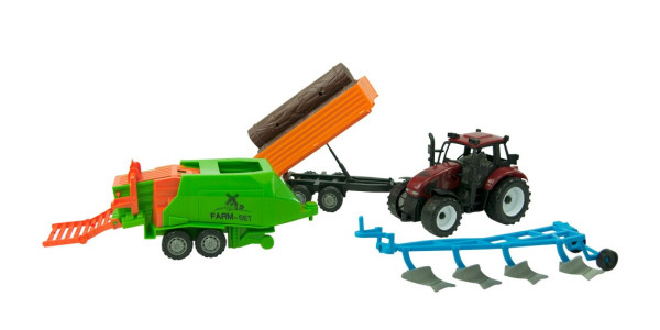 Tractorset frictie met 3 aanhangers 37cm