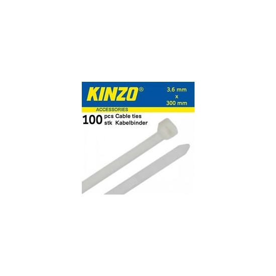 Kinzo kabelbinder 100delig 3,6x300mm wit