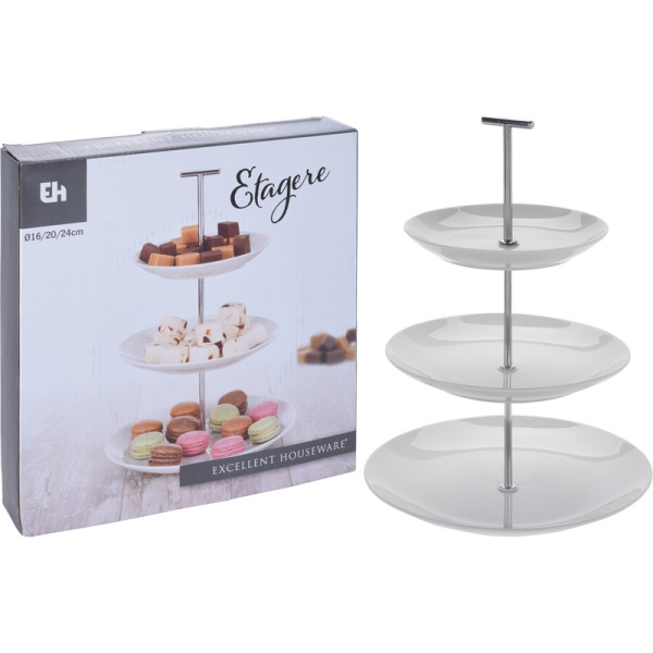 Etagere porselein 3-laags Ø16-20-24cm