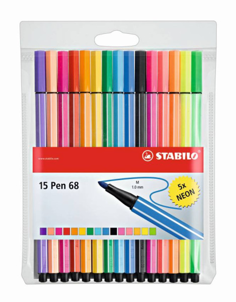 Stabilo viltstiften pen68 etui 10+5 neo